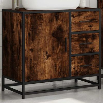 Armoire de lavabo de salle de bain chêne fumé 65x33x60 cm vidaXL