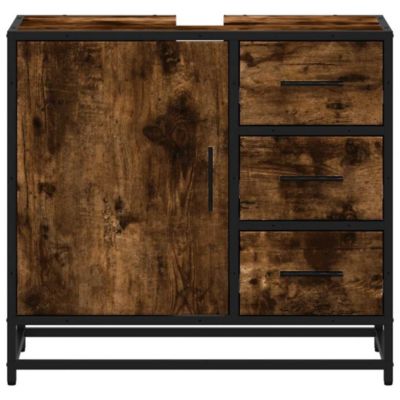 Armoire de lavabo de salle de bain chêne fumé 65x33x60 cm vidaXL