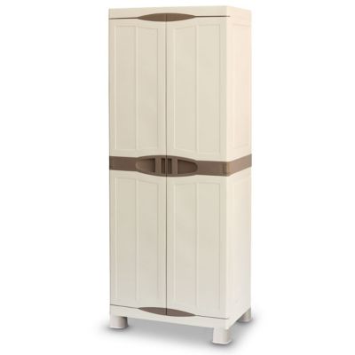 Armoire de rangement 2 portes 4 Etagères 70 x 47 x 184cm 4 pieds Charge 100kg max INTEC