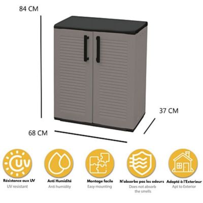 Armoire de rangement - Art Plast - E71/B - Plastique recyclé - 2 portes - Gris anthracite