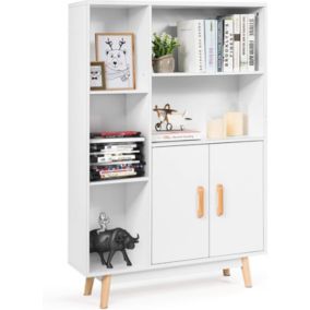 Armoire de Rangement au Sol Bibliotheque Meuble de Rangement avec Cube de Rangement Casier Inclus 5 Ouvert et 2 Porte