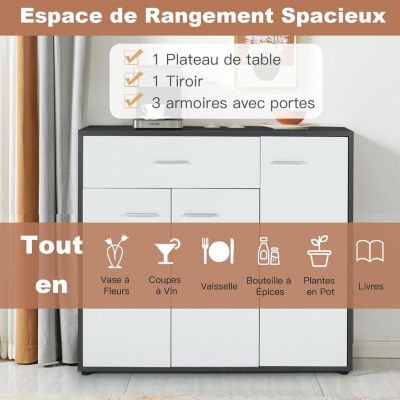 Armoire de Rangement Casier Meuble de Rangement avec 3 Portes et Tiroir pour Salon