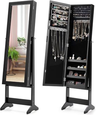 Armoire de Rangement Cosmetiques de Grande Capacite avec 4 Etageres Convient pour Salon Chambre et Porche Blanc Noir