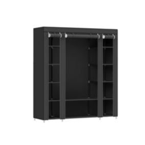 Armoire de Rangement en Tissu Noir +  Housse -  Penderie Métallique 12 Compartiments Dressing Chambre