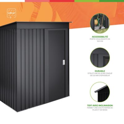 Armoire de Rangement Extérieur 1,39m² Neat Anthracite - 162x86x181cm - Porte coulissante - Abri de jardin métal