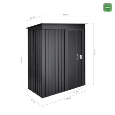 Armoire de Rangement Extérieur 1,39m² Neat Anthracite - 162x86x181cm - Porte coulissante - Abri de jardin métal