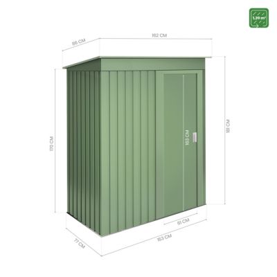Armoire de Rangement Extérieur 1,39m² Neat Green - 162x86x181cm - Porte coulissante - Abri de jardin métal