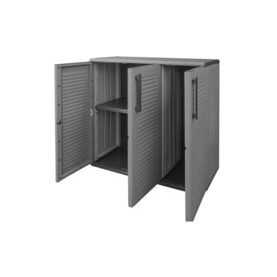 Armoire de Rangement Garage Atelier - Armoire basse 3 portes et 1 étagère Réglable Polypropylène 102x37h84 cm Charge 20 kg