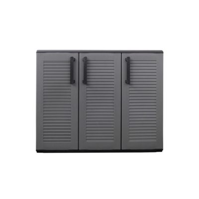 Armoire de Rangement Garage Atelier - Armoire basse 3 portes et 1 étagère Réglable Polypropylène 102x37h84 cm Charge 20 kg