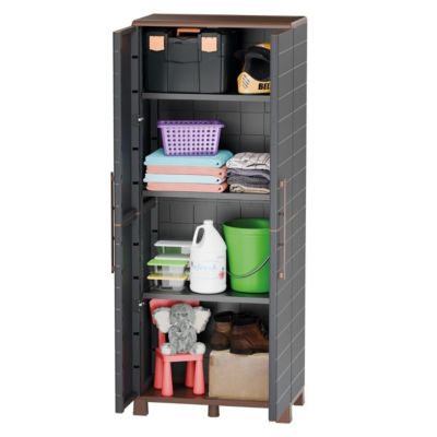 Armoire de rangement haute 2 portes 3 Etagères réglables 68 x 37 x 169cm - Meuble de Garage Atelier Buanderie Artplast