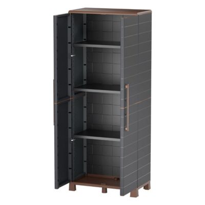 Armoire de rangement haute 2 portes 3 Etagères réglables 68 x 37 x 169cm - Meuble de Garage Atelier Buanderie Artplast