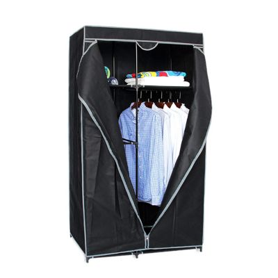 Armoire de rangement penderie dressing en toile coloris noir - Longueur 88 x profondeur 45 x Hauteur 160 cm.