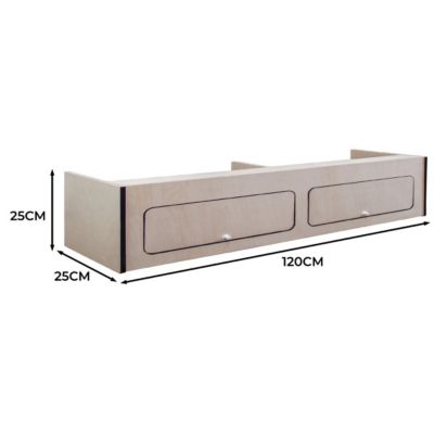 Armoire de Rangement pour Camping-Car en MDF avec Rebord Noir 120 x 25 x 25 cm
