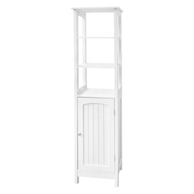 Armoire de rangement salle de bain haut en MDF blanc 40x160x32 cm