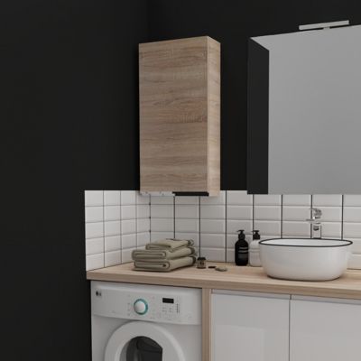Armoire de salle de bain 40x80 décor chêne oak bordolino à suspendre