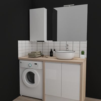 Armoire de salle de bain 40x80 laqué blanc brillant à suspendre
