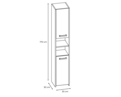 Armoire de salle de bain, antracite, chêne artisan, 170 x 30 x 30 cm