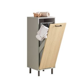 Armoire de Salle de Bain, Armoire à Linge, Corbeille à Linge, BZR132-NG, SoBuy