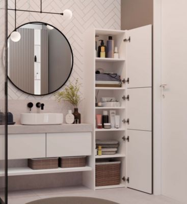 Armoire de salle de bain, blanc mat, 170 x 40 x 30 cm