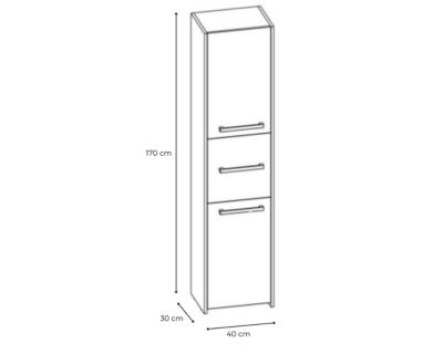 Armoire de salle de bain, blanc mat, 170 x 40 x 30 cm