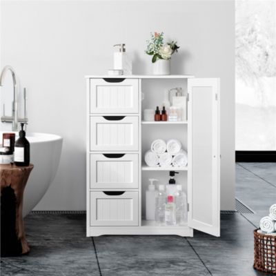 Armoire de Salle de Bain Commode Meuble de Rangement pour Entrée Chambre Salon