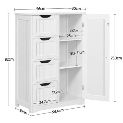 Armoire de Salle de Bain Commode Meuble de Rangement pour Entrée Chambre Salon