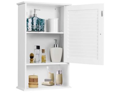 Armoire de Salle de Bain Mural Etagere Reglable en Hauteur Blanc