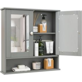 Armoire de Salle de Bain Murale avec Miroir 56 x 13 x 58 CM Gris Foncé