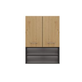 Armoire de salle de bain pour machine à laver, 30 x 64 x 90 cm, anthracite, chêne artisan