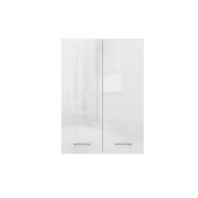 Armoire de salle de bain pour machine à laver, 30 x 64 x 90 cm, blanc mat, blanc brillant