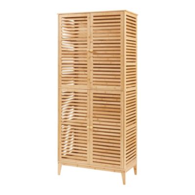 Armoire de salle de bain Raurgela bambou 180 x 80 x 40 cm naturel en.casa