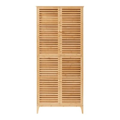Armoire de salle de bain Raurgela bambou 180 x 80 x 40 cm naturel en.casa