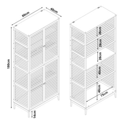 Armoire de salle de bain Raurgela bambou 180 x 80 x 40 cm naturel en.casa