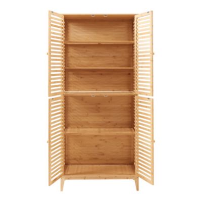 Armoire de salle de bain Raurgela bambou 180 x 80 x 40 cm naturel en.casa