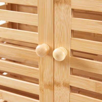 Armoire de salle de bain Raurgela bambou 180 x 80 x 40 cm naturel en.casa