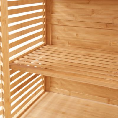 Armoire de salle de bain Raurgela bambou 180 x 80 x 40 cm naturel en.casa