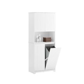 Armoire de Salle de Bain Sac à Linge, Portes, 2 Paniers à Linge, BZR150-W, SoBuy