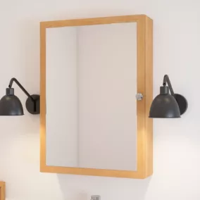 Armoire de salle de bains avec miroir 50x70x15 cm, placage chêne, GoodHome Perma