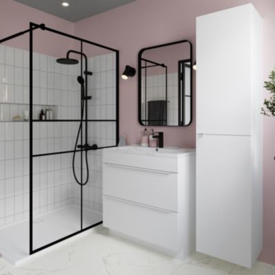 Armoire de salle de bains blanc mat l.40 x H.90 x P.36 cm, GoodHome Imandra