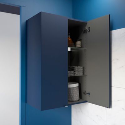 Armoire de salle de bains bleu nuit mat l.60 x H.90 x P.36 cm, GoodHome Imandra