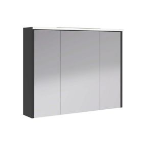Armoire de salle de bains éclairante avec miroir Archi noir mat 90 cm