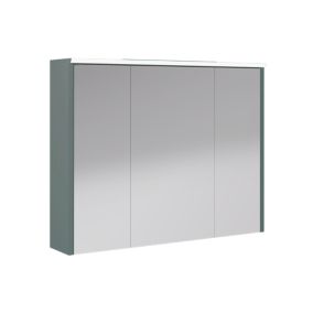 Armoire de salle de bains éclairante LED vert toundra avec miroir l.90 x H.70 x P.18 cm, Decotec Archi