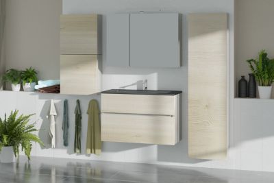 Armoire de salle de bains effet chêne clair l.50 x H.50 x P.17 cm, Calao