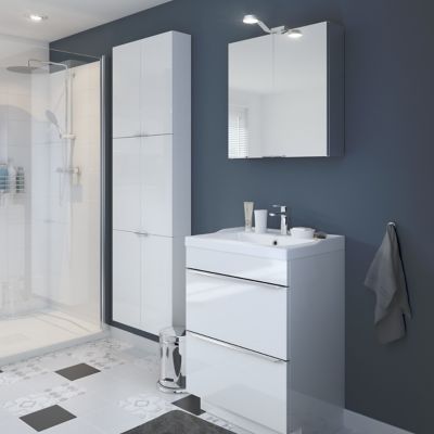 Armoire de salle de bains faible profondeur blanc brillant l.60 x H.60 x P.15 cm, GoodHome Imandra