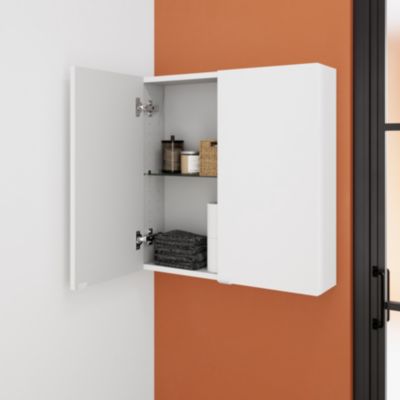 Armoire de salle de bains faible profondeur blanc mat l.60 x H.60 x P.15 cm, GoodHome Imandra