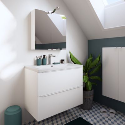Armoire de salle de bains faible profondeur blanc mat l.60 x H.90 x P.15 cm, GoodHome Imandra