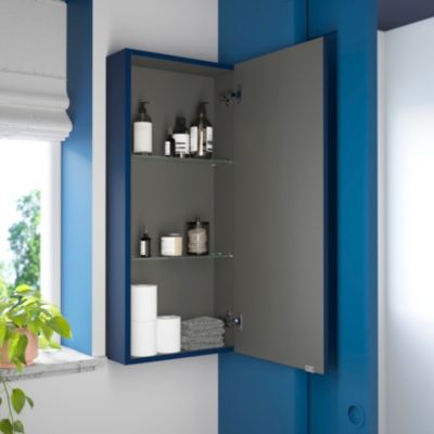 Armoire de salle de bains faible profondeur bleu nuit mat l.40 x H.90 x P.15 cm, GoodHome Imandra