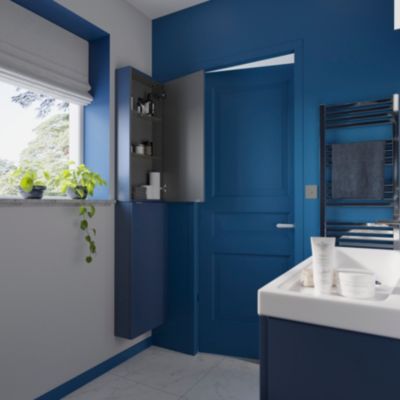 Armoire de salle de bains faible profondeur bleu nuit mat l.40 x H.90 x P.15 cm, GoodHome Imandra