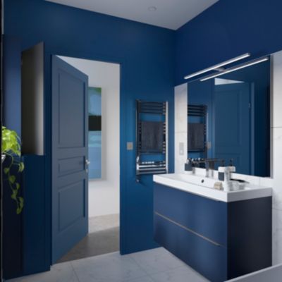 Armoire de salle de bains faible profondeur bleu nuit mat l.40 x H.90 x P.15 cm, GoodHome Imandra