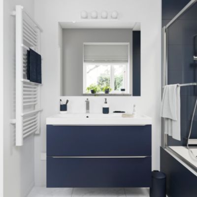 Armoire de salle de bains faible profondeur bleu nuit mat l.40 x H.90 x P.15 cm, GoodHome Imandra